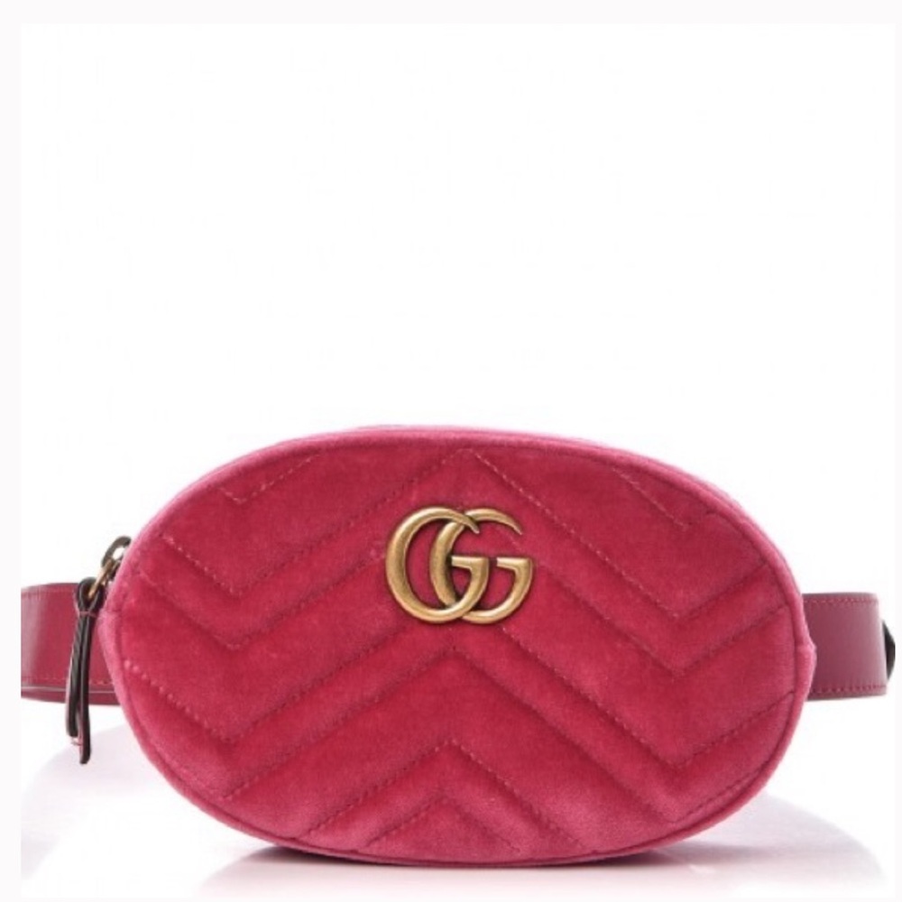 Gucci Marmont Fuchsia Pink Velvet Belt Bag - Picture 8 of 8